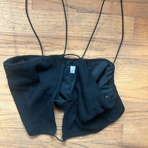 Black Ribbed Crop Top